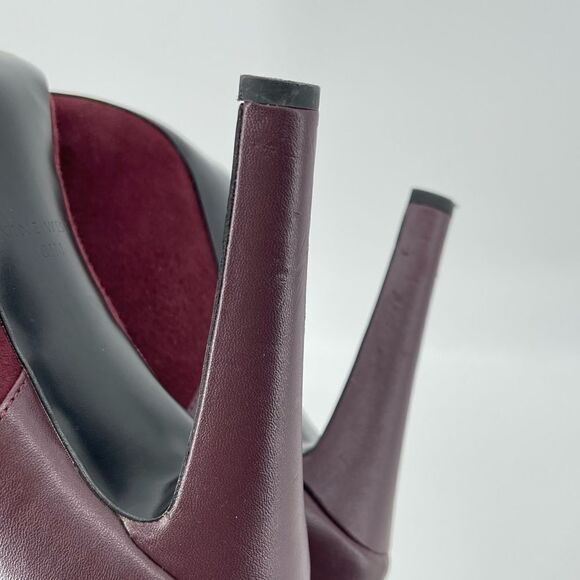 Nine West Brienne Women’s Wine Plum Leather Suede Rear Zip Heeled Booties 6.5 - Picture 9 of 16